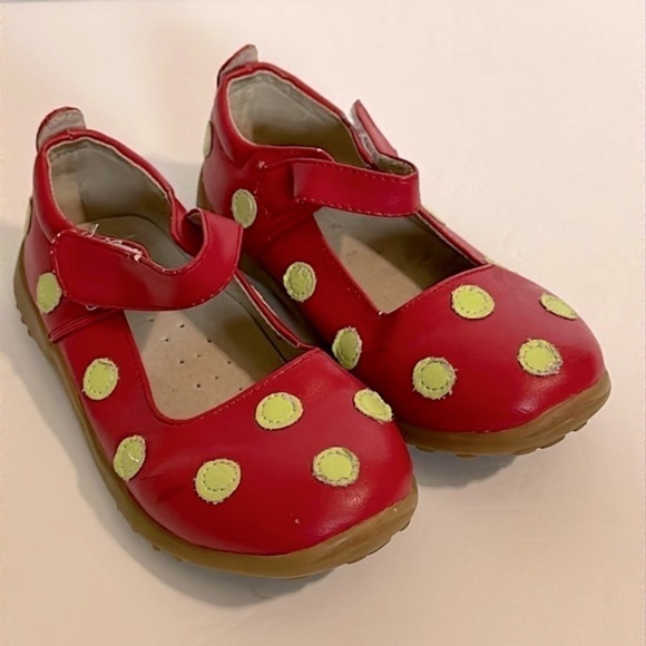 Puddle Jumpers Toddler Girls Cherry with Lime Polka Dots Mary Jane SZ 10 EUC - Picture 2 of 11